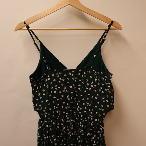 Kaileigh XSP Tall Jumpsuit Spaghetti Straps Green Floral Tie Waist Front Pocket - Picture 16 of 16